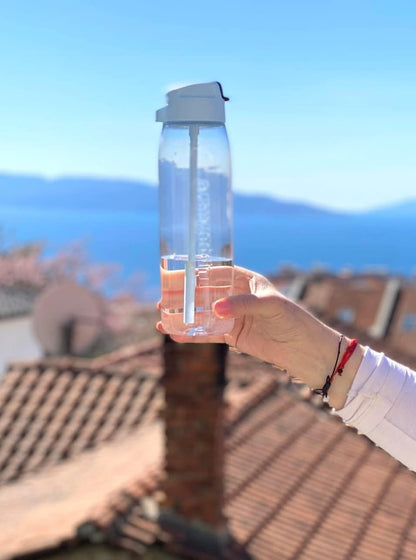 Prémium Öko Palack 750 ml Szívószállal + AJÁNDÉK Szívószál tisztító Kefe